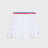 Celine Women Short Pleated Skirt in Cotton Piqué