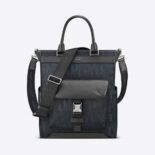 Dior Men Explorer Tote Bag Black Dior Oblique Mirage Technical Fabric and Grained Calfskin