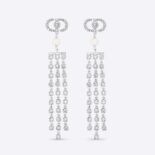 Dior Women 30 Montaigne Earrings Silver-Finish Metal with White Resin Pearls and Silver-Tone Crystals