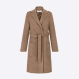 Dior Women Coat with Belt Brown Double-Sided Wool with Dior Oblique Interior