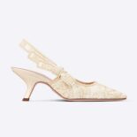 Dior Women J'Adior Slingback Pump Gold-Tone Cotton Embroidered