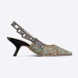 Dior Women J'Adior Slingback Pump Sky Blue Dior Brocart Embroidered Cotton with Gold-Tone Metallic Thread