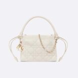 Dior Women Lady Dior Top Handle Drawstring Mini Bag Latte Cannage Lambskin