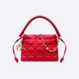 Dior Women Lady Dior Top Handle Drawstring Mini Bag Scarlet Red Cannage Lambskin