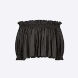 Dior Women Off-the-Shoulder Smocked Top Black Silk Taffeta