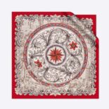 Dior Women Rose Des Vents 90 Square Scarf Red and Ivory Silk Twill