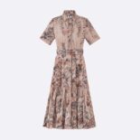 Dior Women Shirt Dress with Belt Rose Des Vents Cotton Denim with Dior Jardin Magique Motif