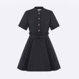 Dior Women Short Flared Dress Black Wool and Silk