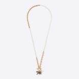 Dior Women Toile De Jouy Necklace Antique Gold-Finish Metal, Freshwater Pearl