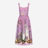 Dolce Gabbana D&G Women Calf-Length Bustier Dress in Rabbit-Print Poplin