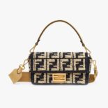 Fendi Men Baguette Black Raffia Back with Crocheted FF