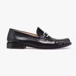 Fendi Men Black Leather Loafers with Fendi O’Lock Motif