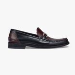 Fendi Men Maroon Leather Loafers with Fendi O’Lock Motif