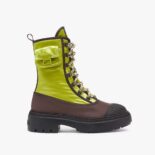 Fendi Women Domino Acid Green Nylon Biker Boots