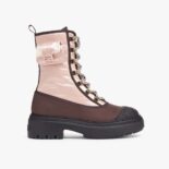 Fendi Women Domino Pink Nylon Biker Boots