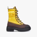 Fendi Women Domino Yellow Nylon Biker Boots