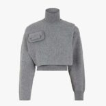 Fendi Women Gray Wool and Cashmere Sweater