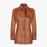 Fendi Women Shaded-Effect Tan Leather Jacket