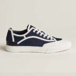 Hermes Unisex Get Sneaker in Suede Goatskin and Calfskin with Signature "Hermès Paris" Stencil-Black