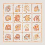 Hermes Women Chevaloscope Scarf 90 in Silk Twill with Hand-Rolled Edges-Orange