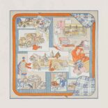 Hermes Women Confort en Automobile Scarf 70 in Silk Twill with Hand-Rolled Edges-Orange