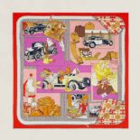 Hermes Women Confort en Automobile Scarf 70 in Silk Twill with Hand-Rolled Edges-Red