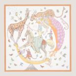 Hermes Women Hermes Story Scarf 90 in Silk Twill with Hand-Rolled Edges-White