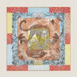 Hermes Women Jungle Love Stamped Scarf 70 in Silk Twill with Hand-Rolled Edges-Orange