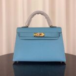 Hermes Women Kelly Bag 20 in Epsom Leather-Blue