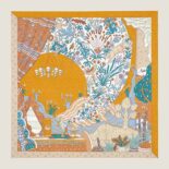 Hermes Women Le Premier Chant Scarf 90 in Silk Twill with Hand-Rolled Edges-Yellow