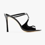 Jimmy Choo Women Anise 95 Black Patent Leather Mules-Black