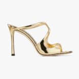 Jimmy Choo Women Anise 95 Gold Liquid Metal Leather Mules