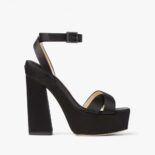 Jimmy Choo Women Gaia 140 Black Satin Platform Sandals