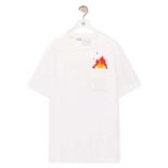 Loewe Men Calcifer Pocket T-Shirt in Cotton-White