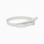 Miu Miu Women Brushed Leather Belt with Enameled Metal Buckle-White