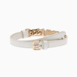 Miu Miu Women Brushed Leather Belt with Logo-White