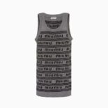 Miu Miu Women Cashmere Dress with Intarsia-Knit Logo-Gray