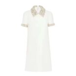 Miu Miu Women Crystal-Embellished Shift Dress-White