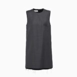 Miu Miu Women Grisaille Mini-Dress with Embroidered Logo-Black