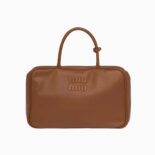 Miu Miu Women Leather Top-Handle Bag-Brown