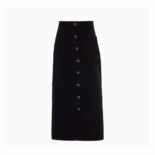 Miu Miu Women Long Velvet Skirt with Jacquard Logo