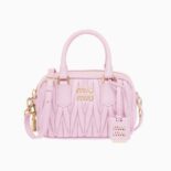 Miu Miu Women Matelassé Nappa Leather Top-Handle Bag-Pink