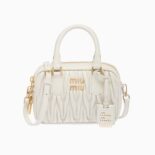 Miu Miu Women Matelassé Nappa Leather Top-Handle Bag-White