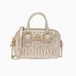 Miu Miu Women Matelassé Nappa Leather Top-Handle Mini-Bag-Gold