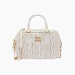 Miu Miu Women Matelassé Nappa Leather Top-Handle Mini-Bag-White