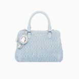 Miu Miu Women Miu Crystal Cloqué Nappa Leather Handbag-Blue