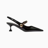 Miu Miu Women Patent Leather Slingback Pumps in 55mm Heel Height-Black