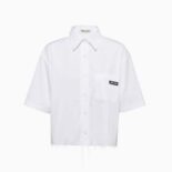 Miu Miu Women Poplin Shirt with Sartorial Logo Label-White