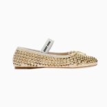 Miu Miu Women Satin Ballerinas-Gold