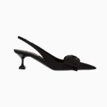 Miu Miu Women Satin Slingback Pumps 55 mm Heel Height-Black